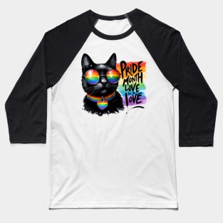 Funny Pride LGBTQIA Trans Black Cat Baseball T-Shirt